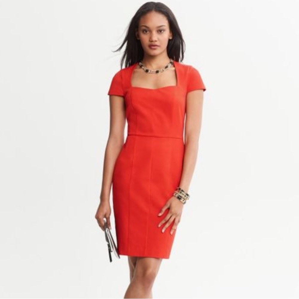 Banana Republic Sloan square neck red dress, size 2, NWOT - Picture 8 of 8